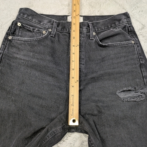 Agolde Jeans Women's 27 Black Audio 90’s Fit Jean High Rise Distressed Cotton - Picture 5 of 10